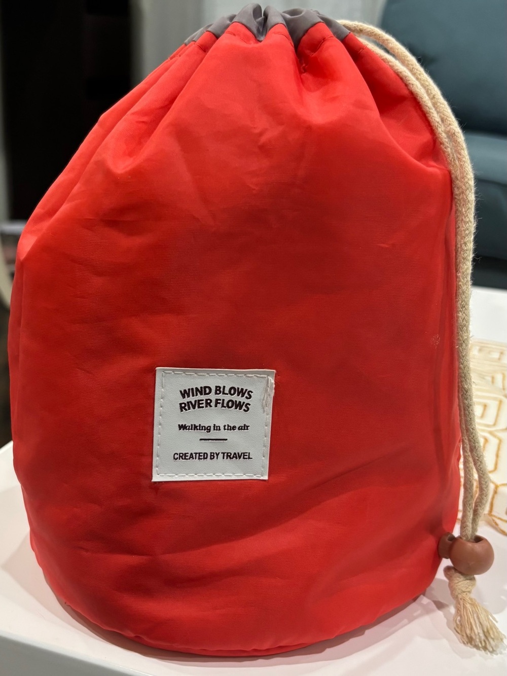 Large Travel Drawstring Barrel Bag with Drawstring Closure & Small Zipper Pouch